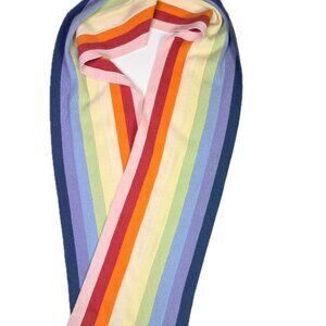 2003 GAP Knit Pastel Rainbow Stripe Scarf Wool Angora Blend 10"x89"